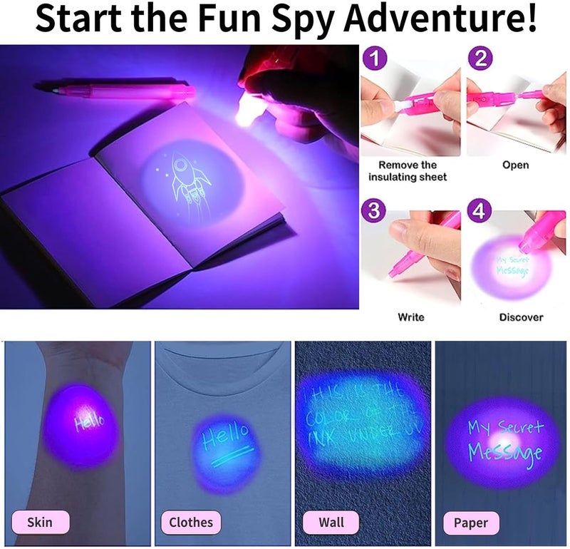 EODVICS Invisible Ink Pens 12 Pack with Notebook and UV Pen Light, Party Favors for Kids 8-12, Christmas Stocking Stuffers, Thanksgiving Halloween Goodie Bag Gifts - Image 3